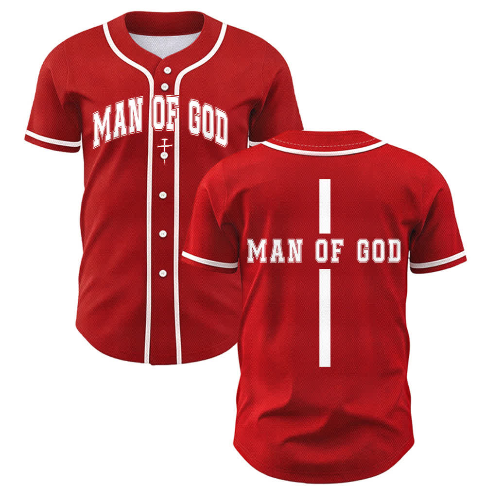 Christianartworkshop Man Of God Varsity Mesh Button Up Baseball Jersey - Rot - 5XL - image 14