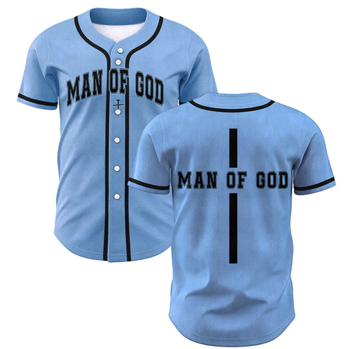 Christianartworkshop Man Of God Varsity Mesh Button Up Baseball Jersey - Blau - 5XL - image 28
