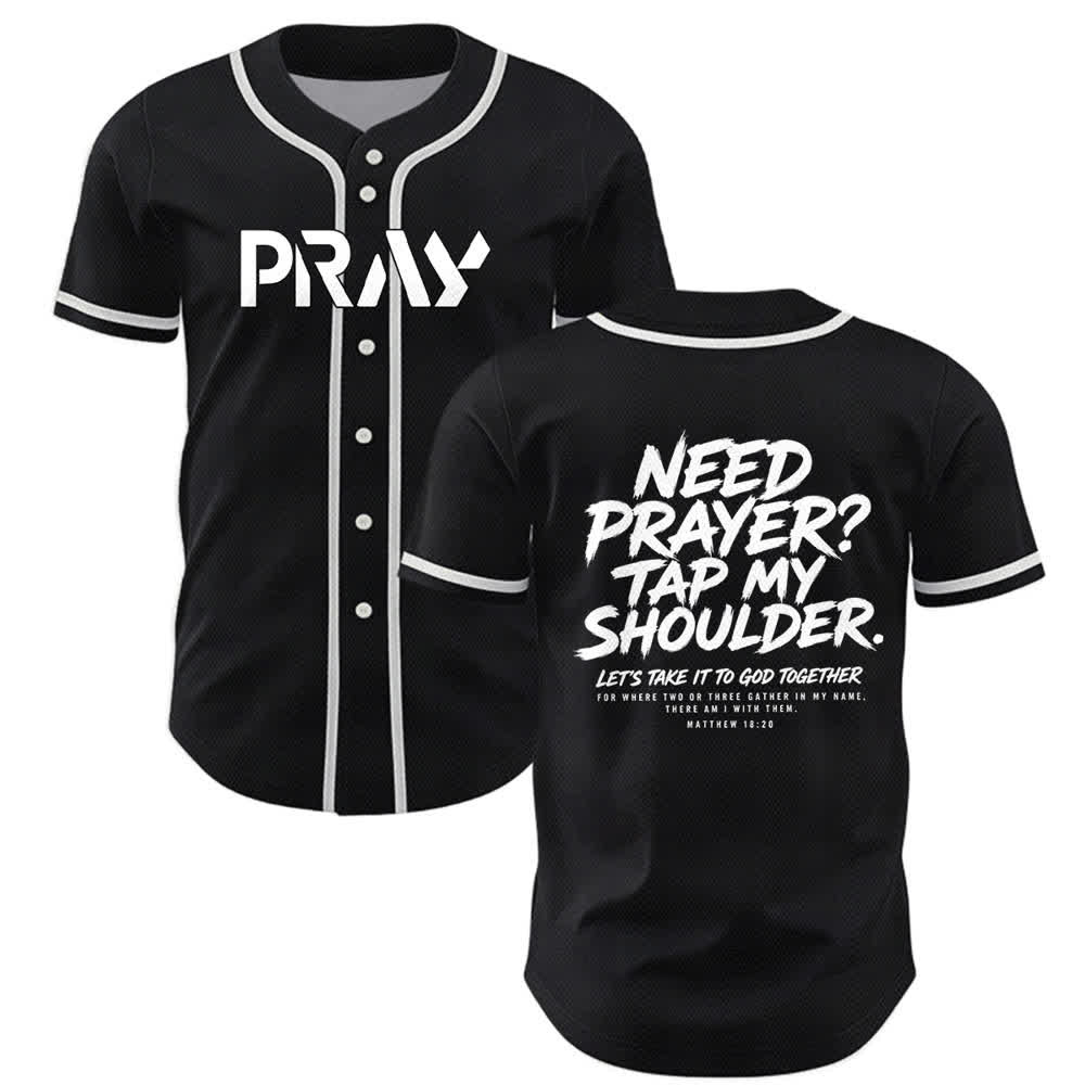 Christianartworkshop Baseballtrikot mit Botschaft „Pray Tap My Shoulder“ - Schwarz - 5XL - image 7