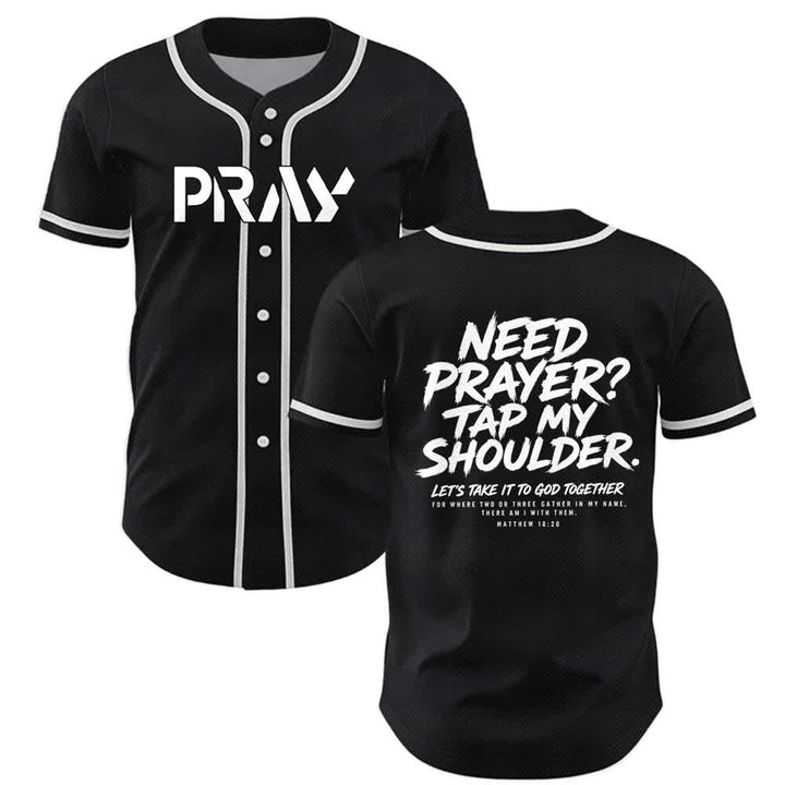 Christianartworkshop Baseballtrikot mit Botschaft „Pray Tap My Shoulder“ - Schwarz - 5XL - image 7
