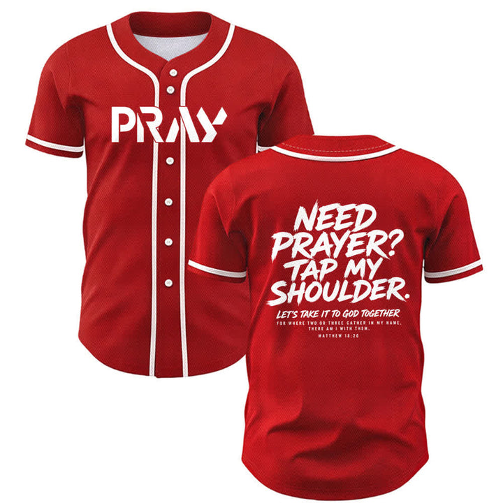 Christianartworkshop Baseballtrikot mit Botschaft „Pray Tap My Shoulder“ - Rot - 5XL - image 14