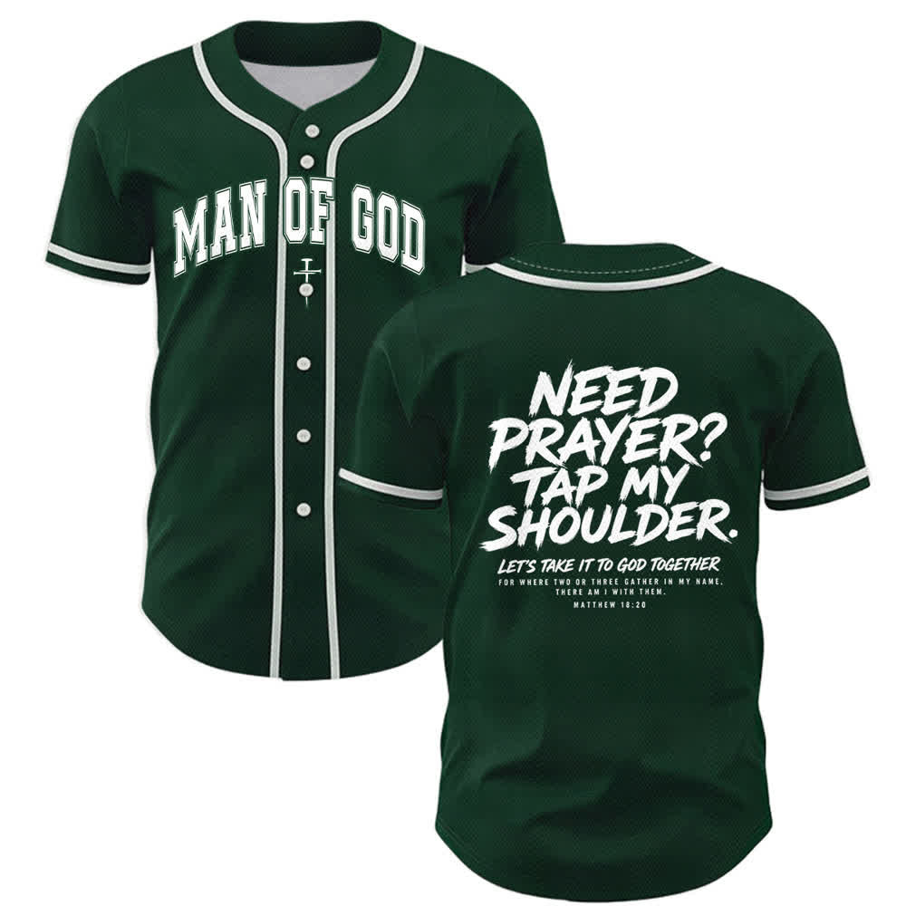Christianartworkshop Baseballtrikot mit Botschaft „Pray Tap My Shoulder“ - Grün - 5XL - image 35