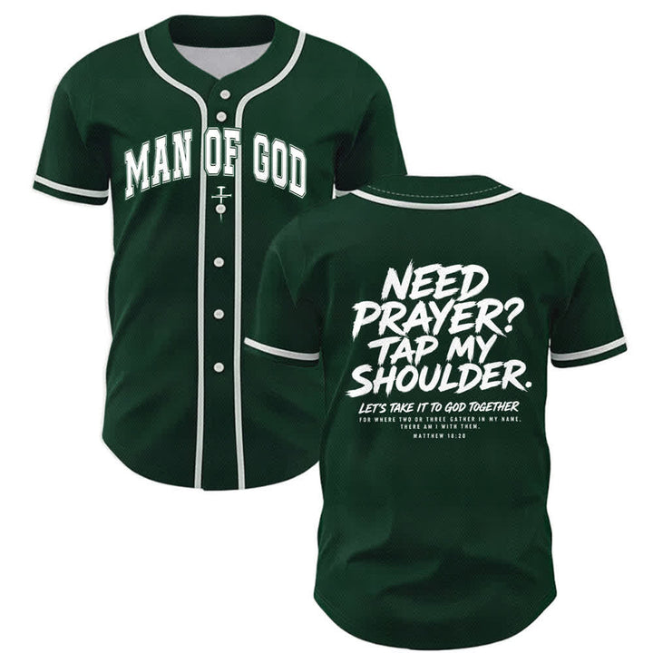 Christianartworkshop Baseballtrikot mit Botschaft „Pray Tap My Shoulder“ - Grün - 5XL - image 35