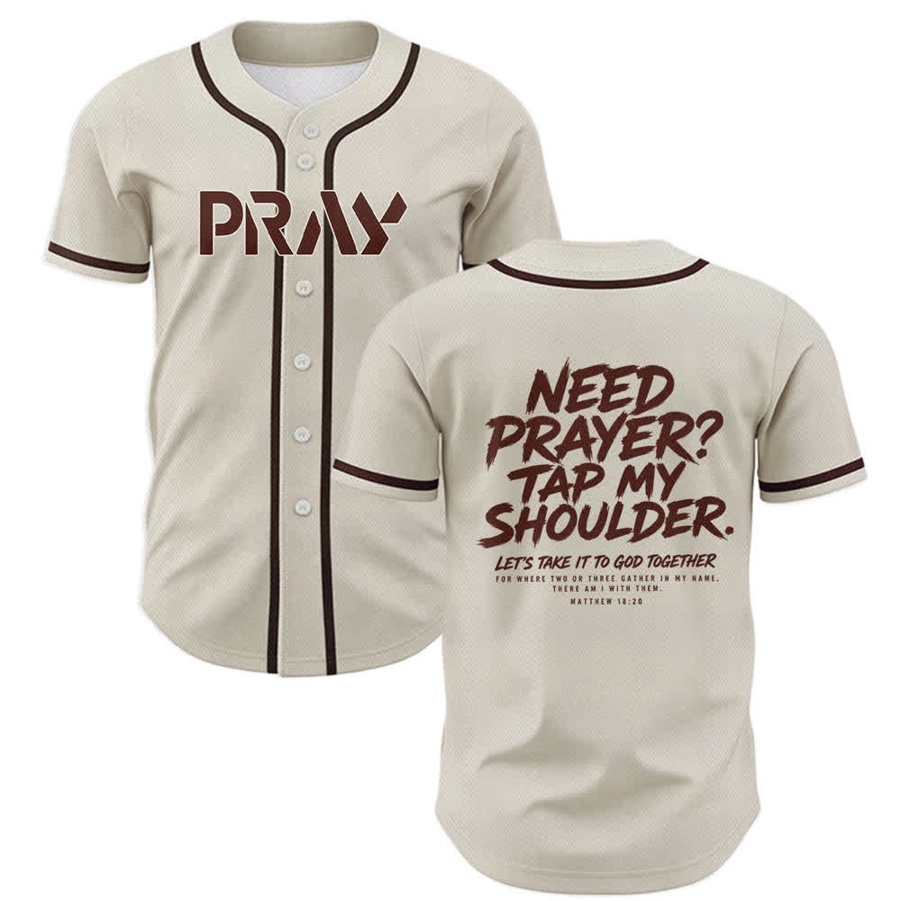 Christianartworkshop Baseballtrikot mit Botschaft „Pray Tap My Shoulder“ - Beige - 5XL - image 42
