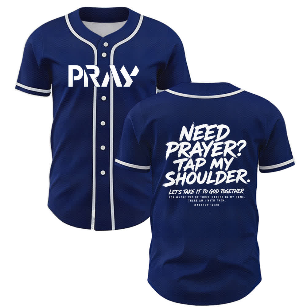 Christianartworkshop Baseballtrikot mit Botschaft „Pray Tap My Shoulder“ - Marine - 5XL - image 49