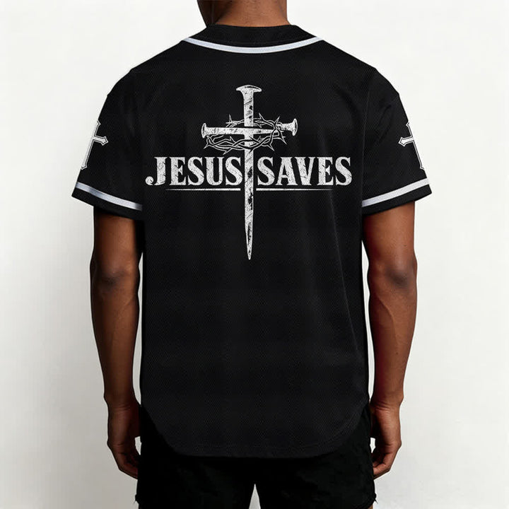 Christianartworkshop Jesus Saves Thorn Crown Schwarzes Mesh-Baseballtrikot - image 5