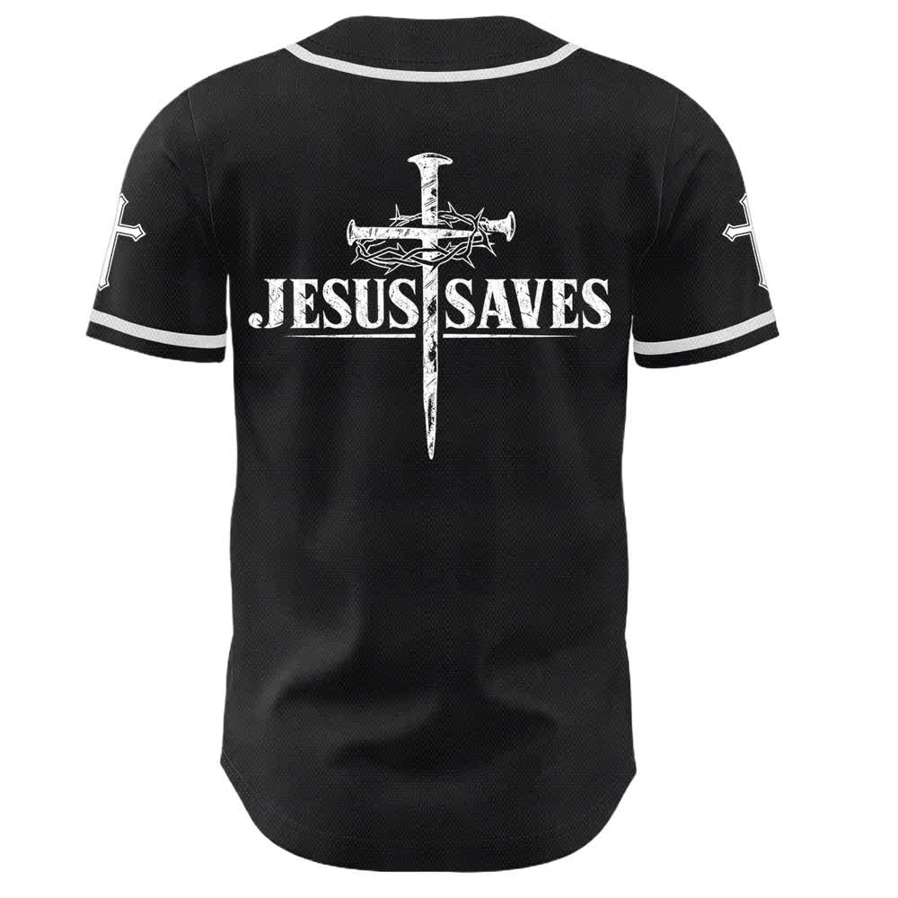 Christianartworkshop Jesus Saves Thorn Crown Schwarzes Mesh-Baseballtrikot - image 1