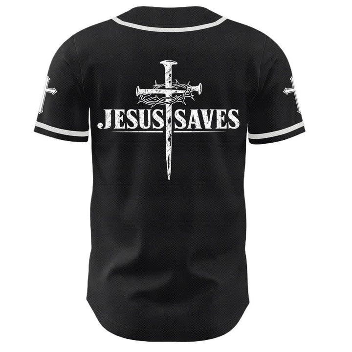 Christianartworkshop Jesus Saves Thorn Crown Schwarzes Mesh-Baseballtrikot - image 1