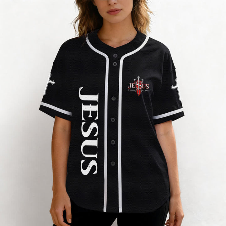 Christianartworkshop Jesus Saves Thorn Crown Schwarzes Mesh-Baseballtrikot - image 4