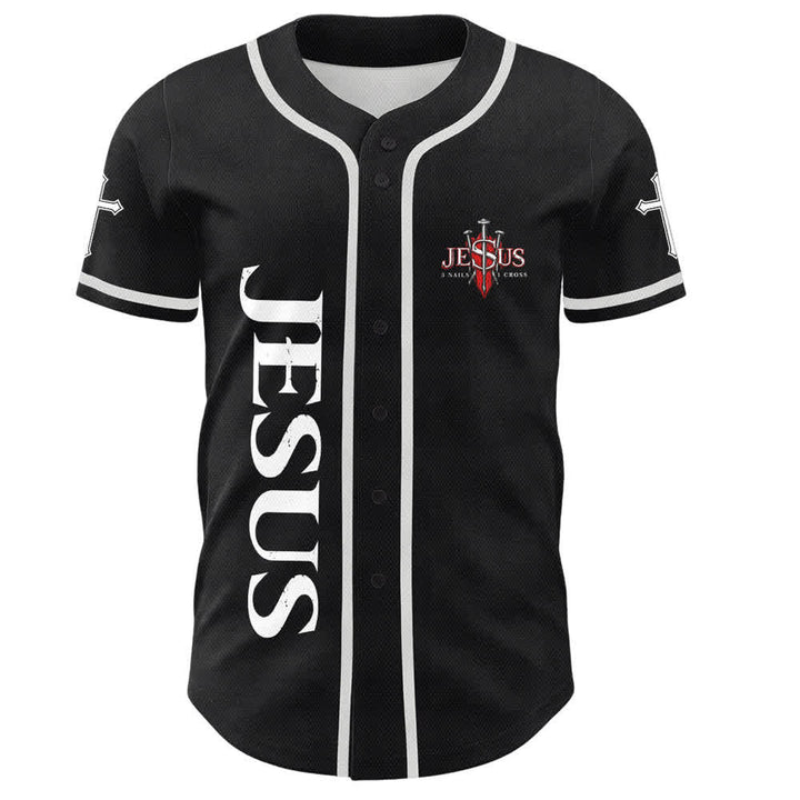 Christianartworkshop Jesus Saves Thorn Crown Schwarzes Mesh-Baseballtrikot - image 2