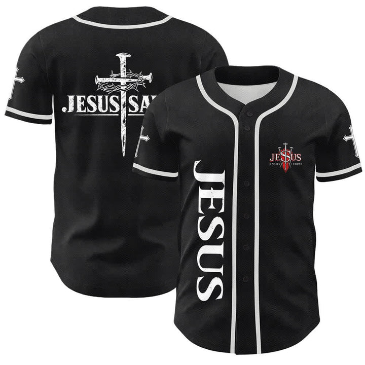 Christianartworkshop Jesus Saves Thorn Crown Schwarzes Mesh-Baseballtrikot - Weiß - 5XL - image 0