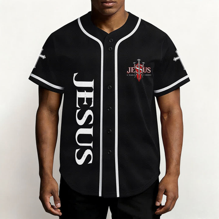 Christianartworkshop Jesus Saves Thorn Crown Schwarzes Mesh-Baseballtrikot - image 6