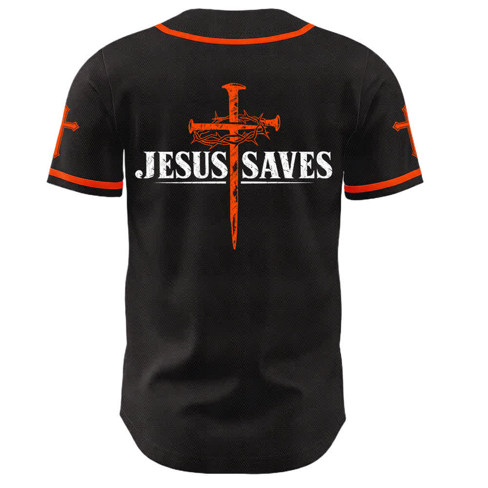 Christianartworkshop Jesus Saves Thorn Crown Schwarzes Mesh-Baseballtrikot - image 8