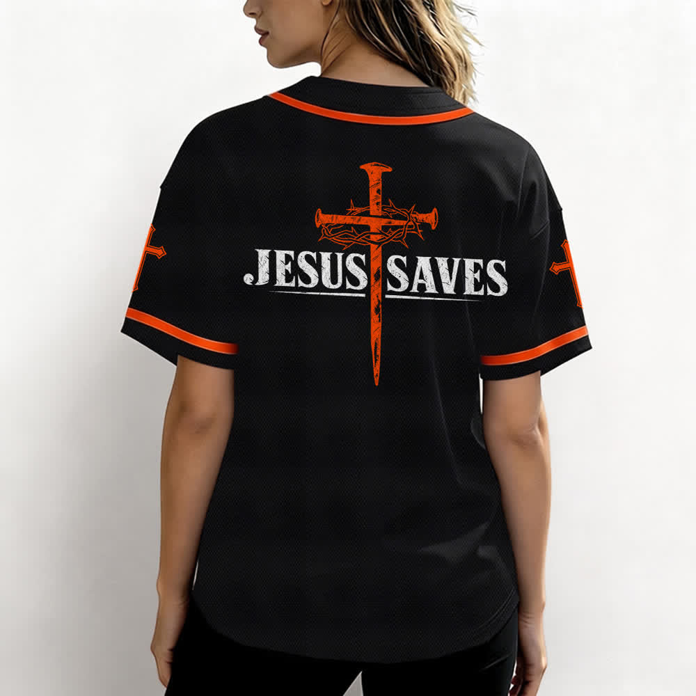 Christianartworkshop Jesus Saves Thorn Crown Schwarzes Mesh-Baseballtrikot - image 10