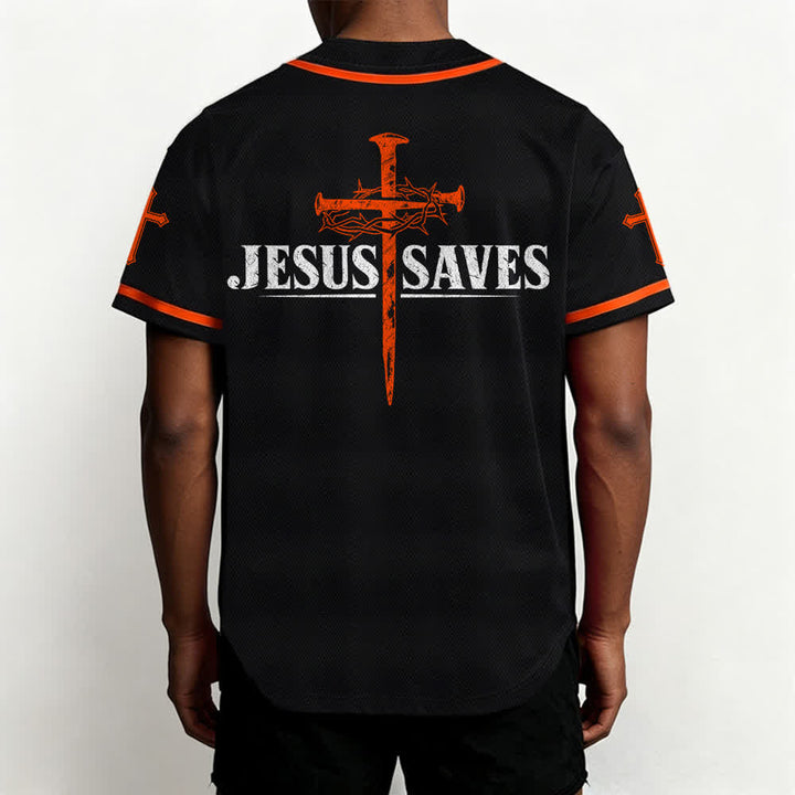 Christianartworkshop Jesus Saves Thorn Crown Schwarzes Mesh-Baseballtrikot - image 12