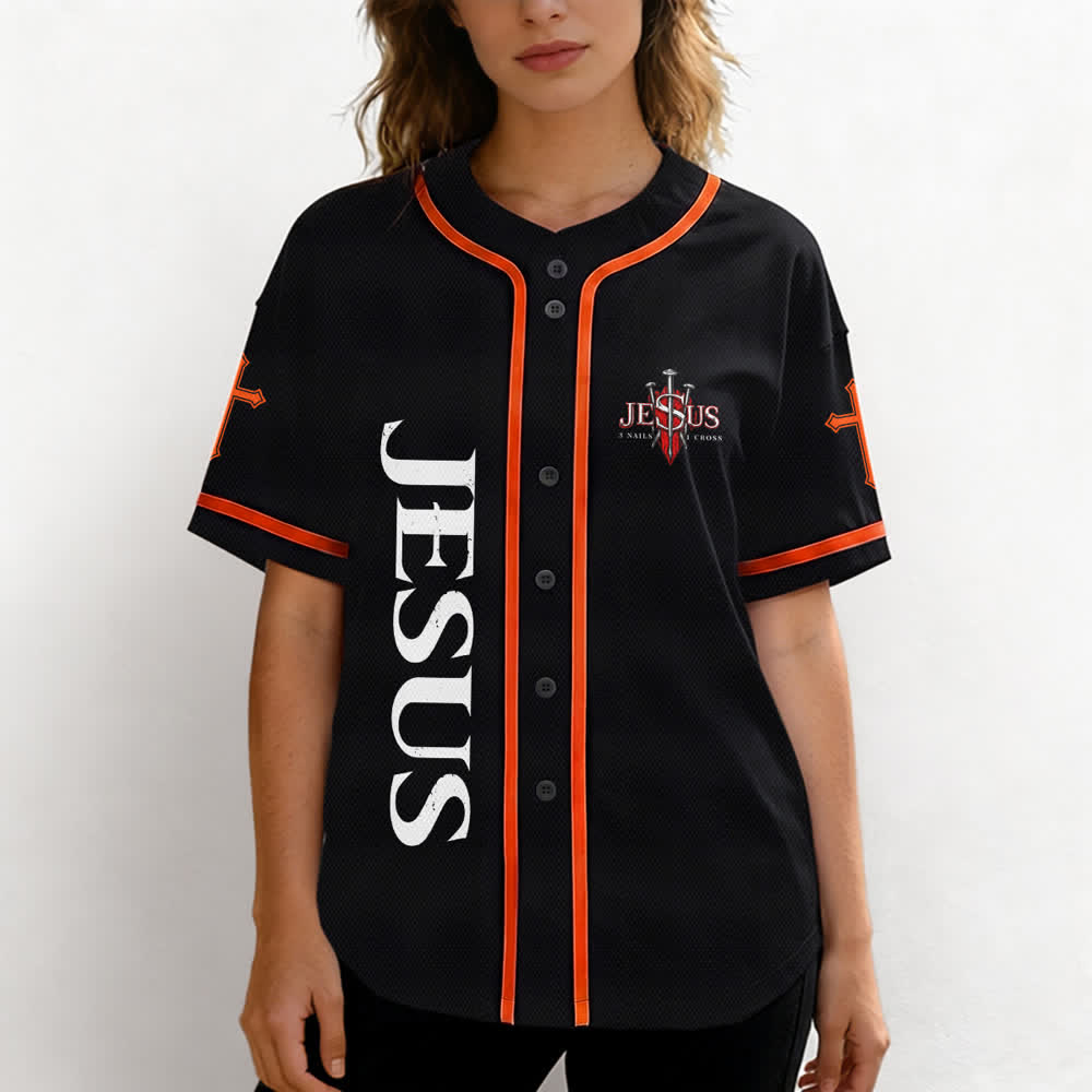 Christianartworkshop Jesus Saves Thorn Crown Schwarzes Mesh-Baseballtrikot - image 11
