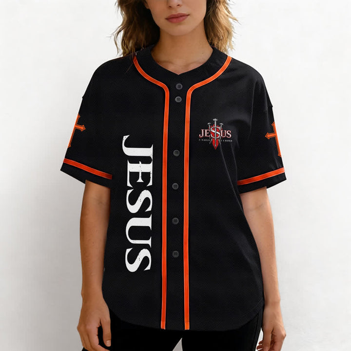 Christianartworkshop Jesus Saves Thorn Crown Schwarzes Mesh-Baseballtrikot - image 11