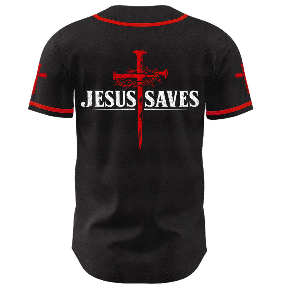 Christianartworkshop Jesus Saves Thorn Crown Schwarzes Mesh-Baseballtrikot - image 15