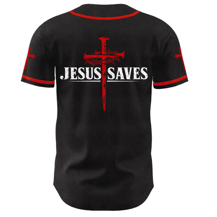 Christianartworkshop Jesus Saves Thorn Crown Schwarzes Mesh-Baseballtrikot - image 15