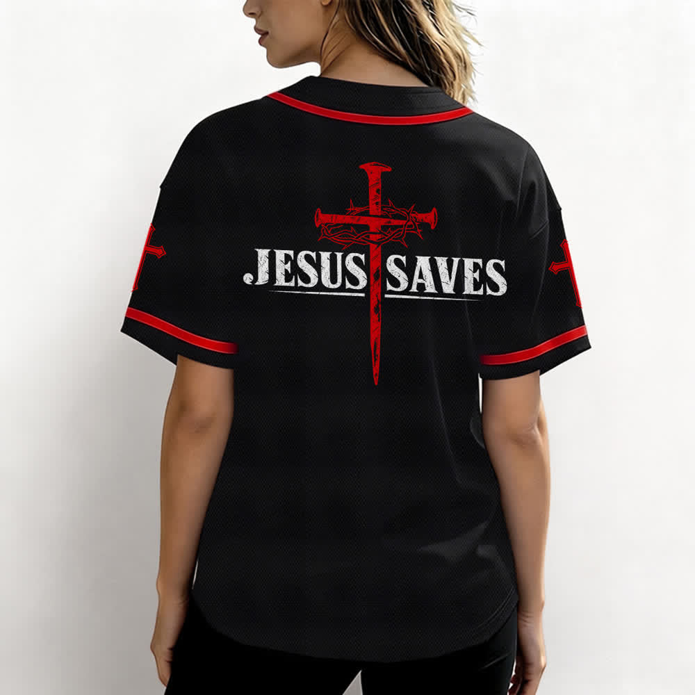Christianartworkshop Jesus Saves Thorn Crown Schwarzes Mesh-Baseballtrikot - image 17