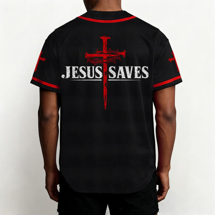Christianartworkshop Jesus Saves Thorn Crown Schwarzes Mesh-Baseballtrikot - image 19
