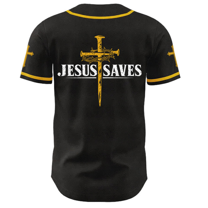 Christianartworkshop Jesus Saves Thorn Crown Schwarzes Mesh-Baseballtrikot - image 22