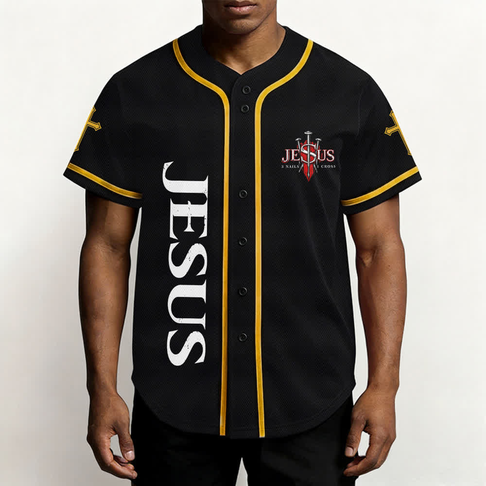 Christianartworkshop Jesus Saves Thorn Crown Schwarzes Mesh-Baseballtrikot - image 27