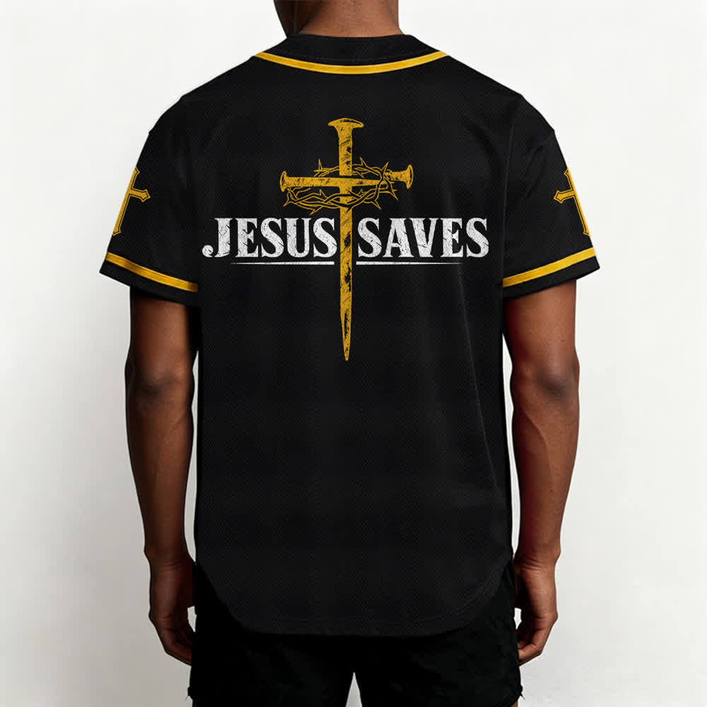 Christianartworkshop Jesus Saves Thorn Crown Schwarzes Mesh-Baseballtrikot - image 26