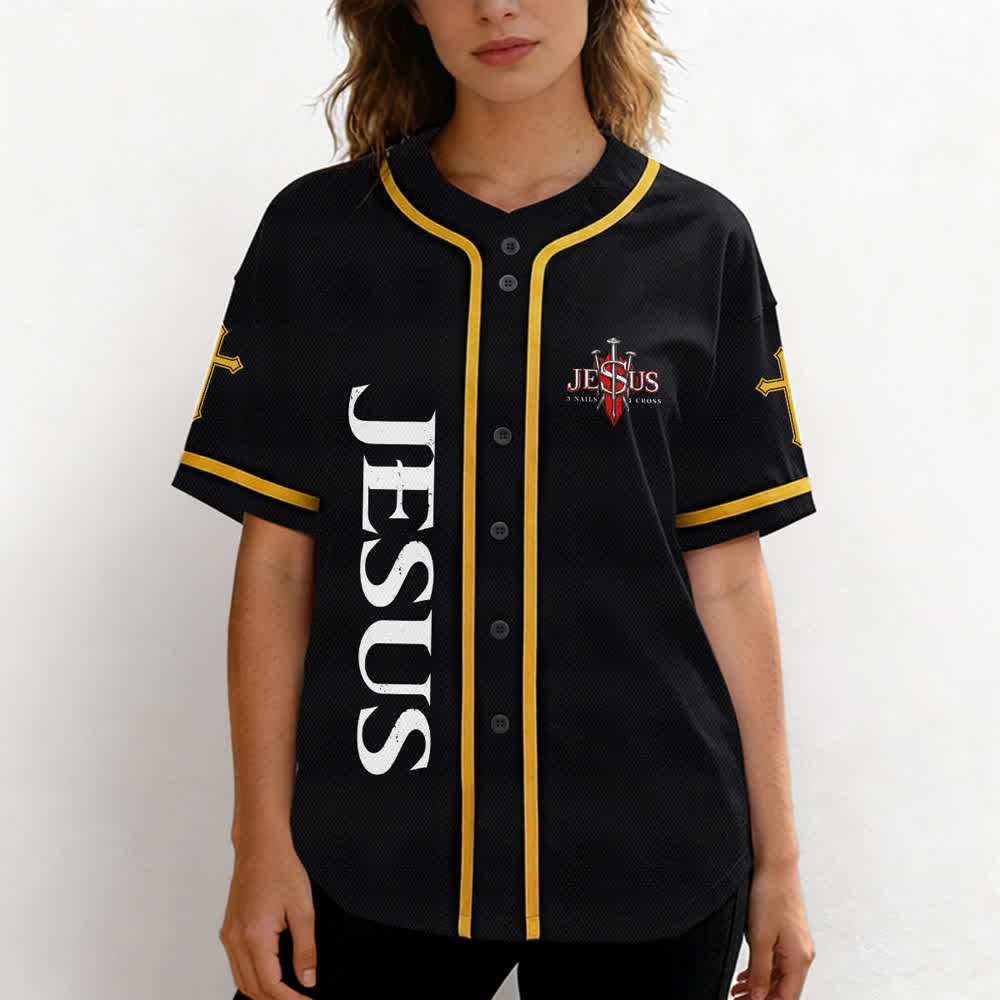 Christianartworkshop Jesus Saves Thorn Crown Schwarzes Mesh-Baseballtrikot - image 25