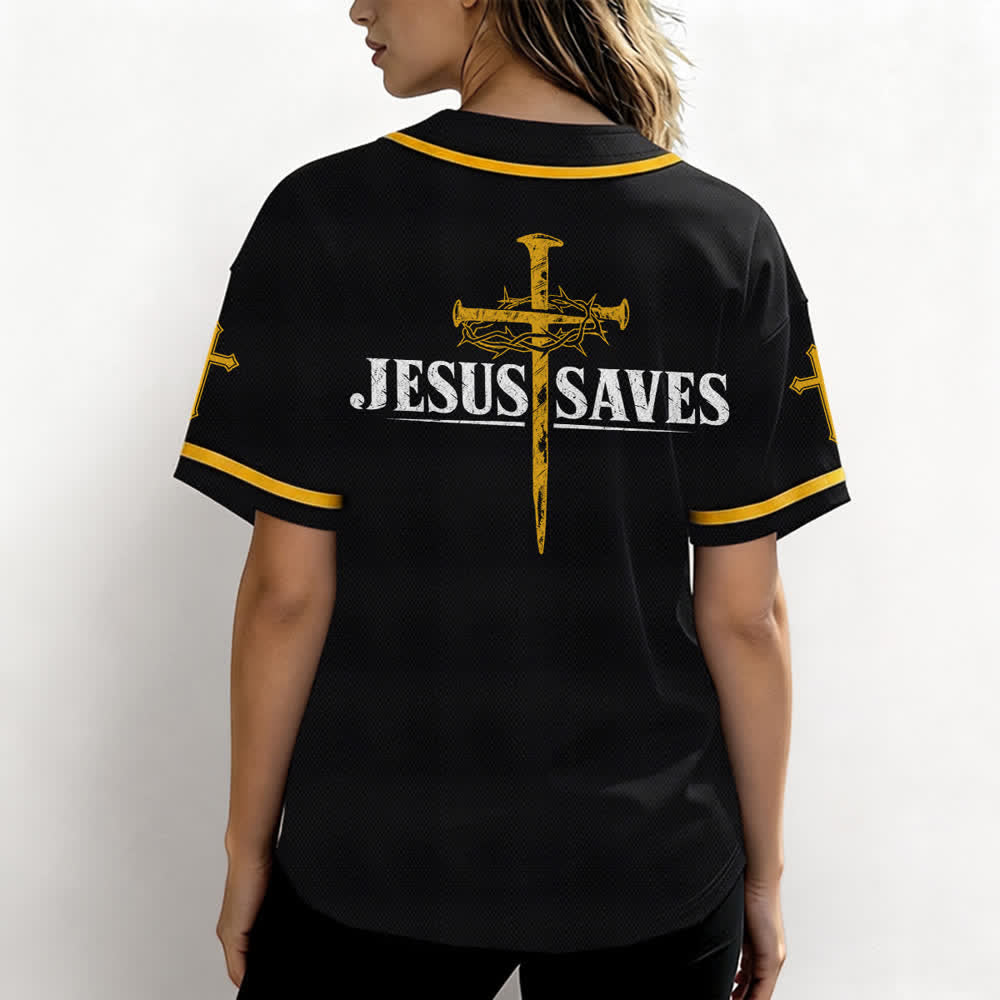 Christianartworkshop Jesus Saves Thorn Crown Schwarzes Mesh-Baseballtrikot - image 24