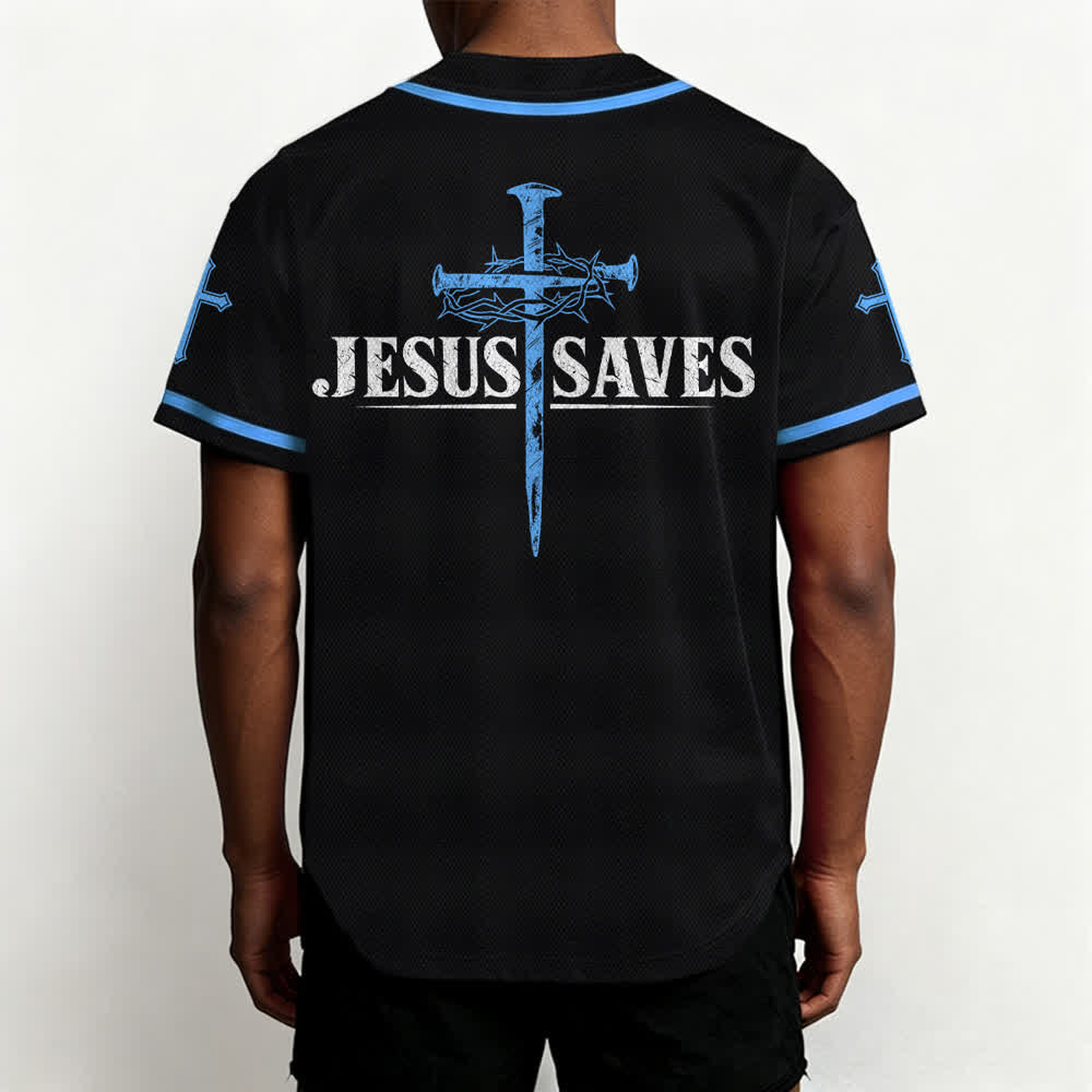 Christianartworkshop Jesus Saves Thorn Crown Schwarzes Mesh-Baseballtrikot - image 33
