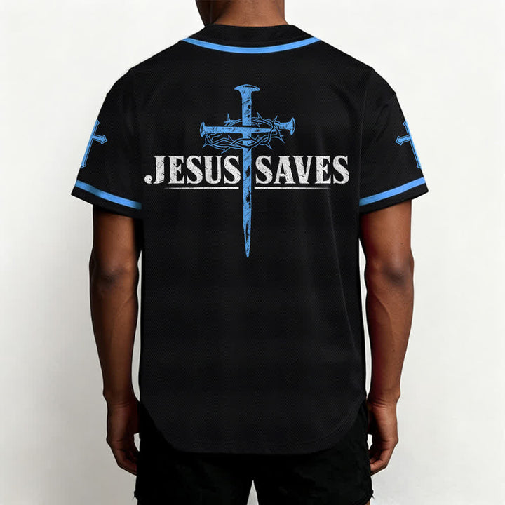 Christianartworkshop Jesus Saves Thorn Crown Schwarzes Mesh-Baseballtrikot - image 33