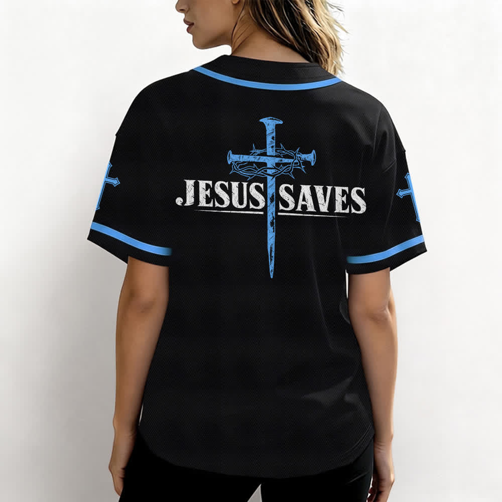 Christianartworkshop Jesus Saves Thorn Crown Schwarzes Mesh-Baseballtrikot - image 31