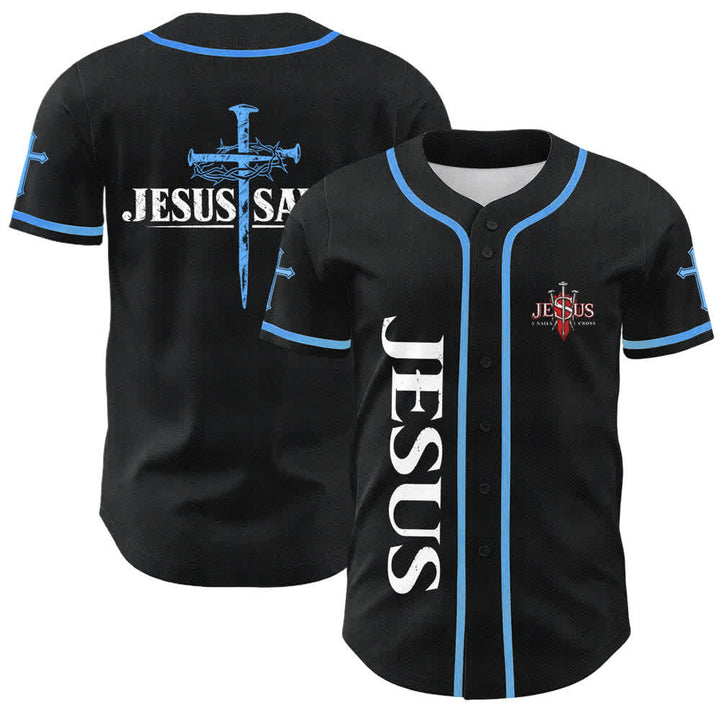 Christianartworkshop Jesus Saves Thorn Crown Schwarzes Mesh-Baseballtrikot - Himmelblau - 5XL - image 28