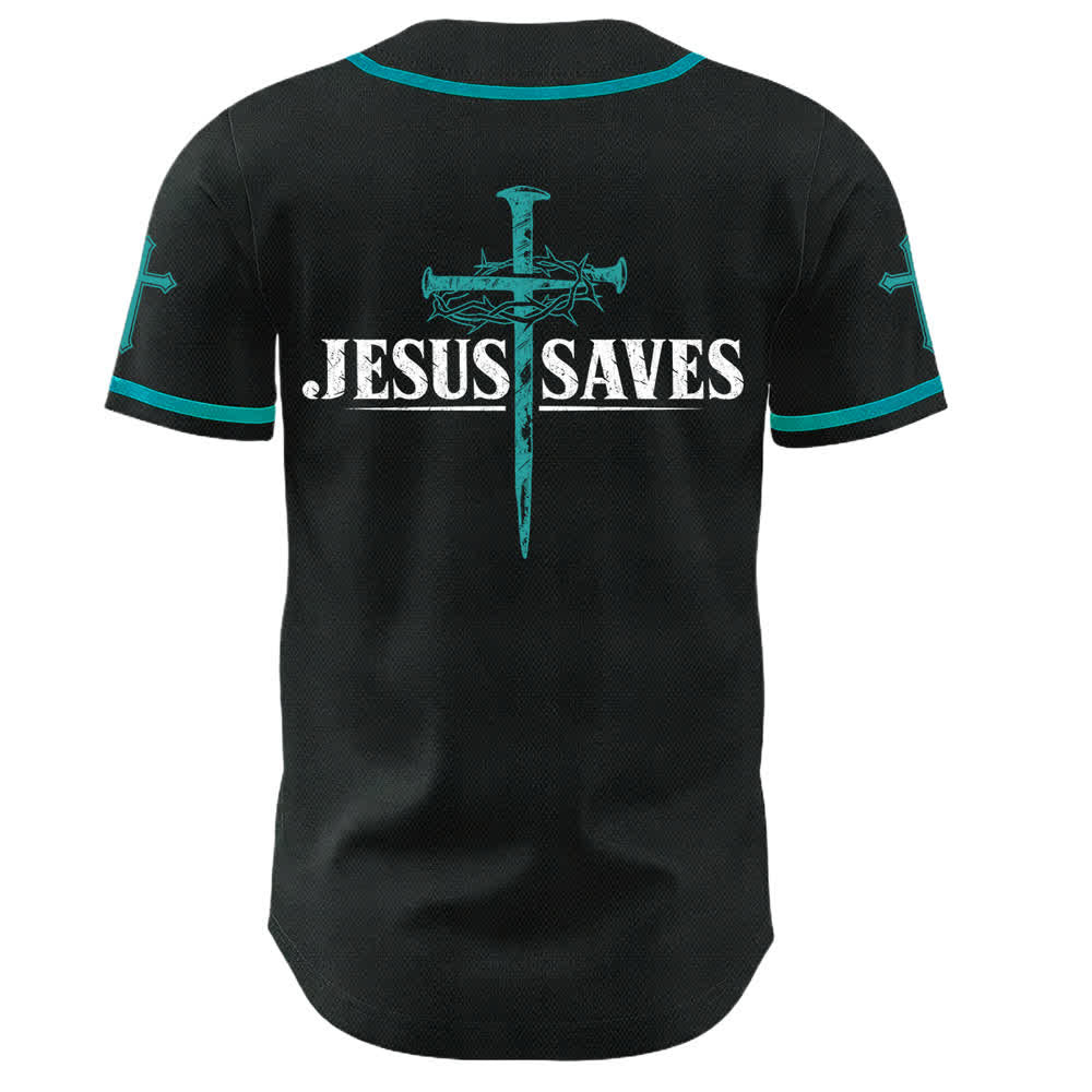 Christianartworkshop Jesus Saves Thorn Crown Schwarzes Mesh-Baseballtrikot - image 36