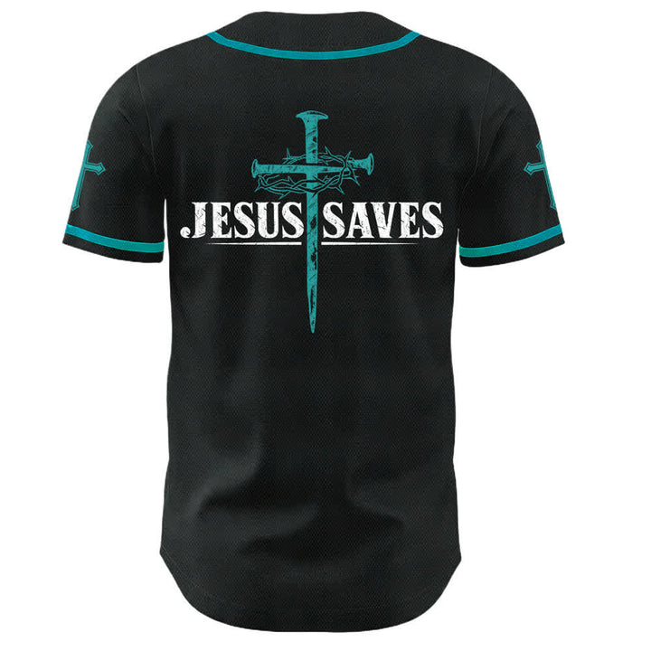 Christianartworkshop Jesus Saves Thorn Crown Schwarzes Mesh-Baseballtrikot - image 36