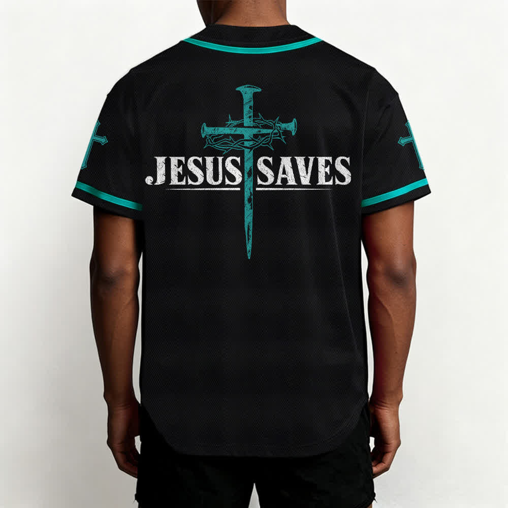 Christianartworkshop Jesus Saves Thorn Crown Schwarzes Mesh-Baseballtrikot - image 40