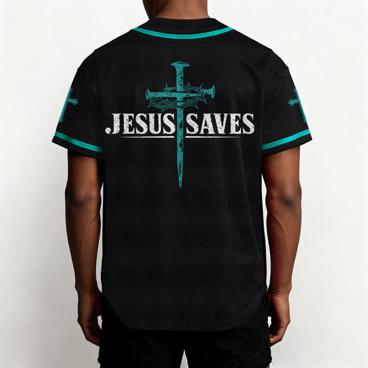 Christianartworkshop Jesus Saves Thorn Crown Schwarzes Mesh-Baseballtrikot - image 40