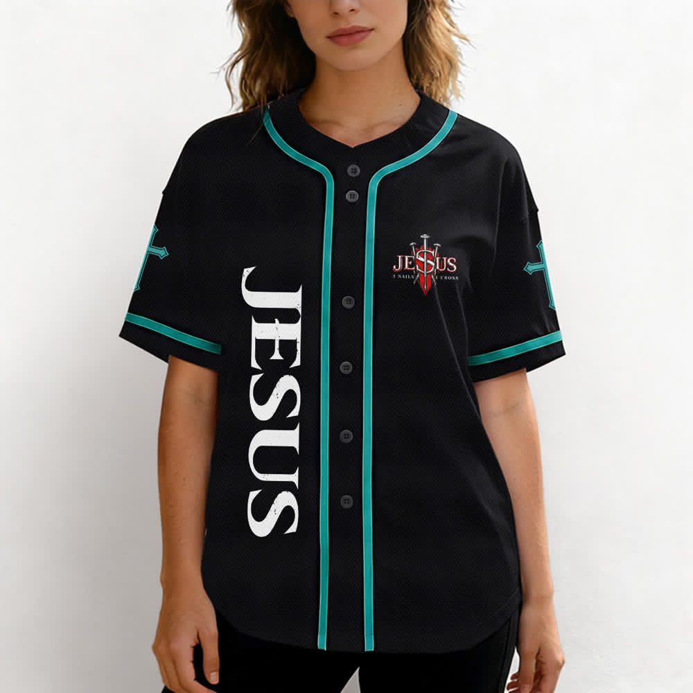Christianartworkshop Jesus Saves Thorn Crown Schwarzes Mesh-Baseballtrikot - image 39