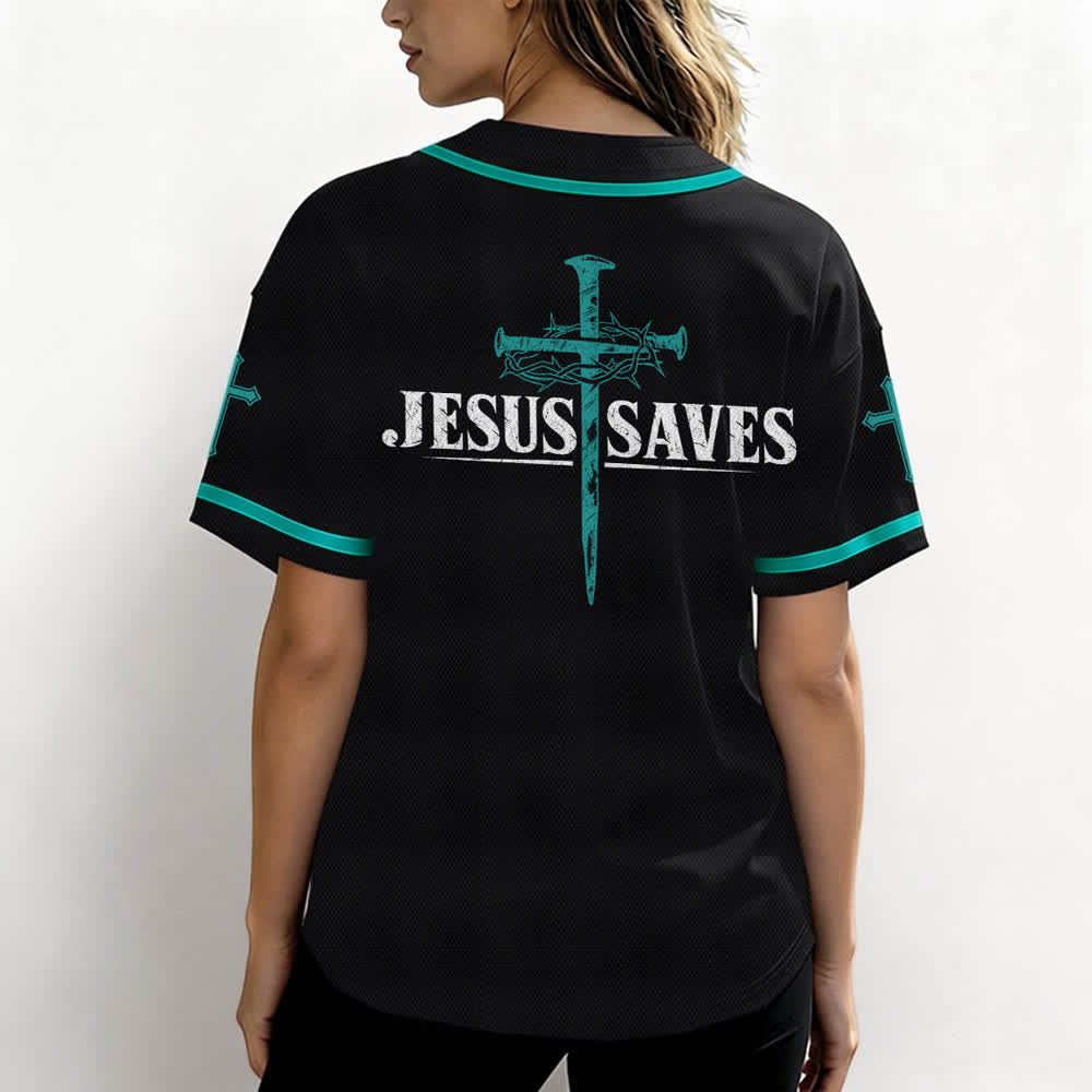 Christianartworkshop Jesus Saves Thorn Crown Schwarzes Mesh-Baseballtrikot - image 38