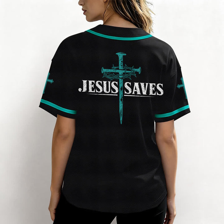 Christianartworkshop Jesus Saves Thorn Crown Schwarzes Mesh-Baseballtrikot - image 38