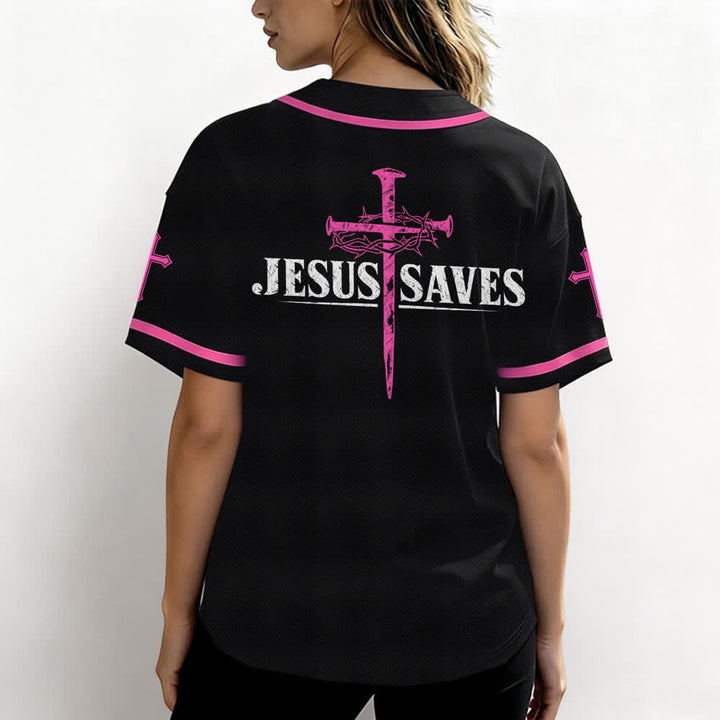 Christianartworkshop Jesus Saves Thorn Crown Schwarzes Mesh-Baseballtrikot - image 45