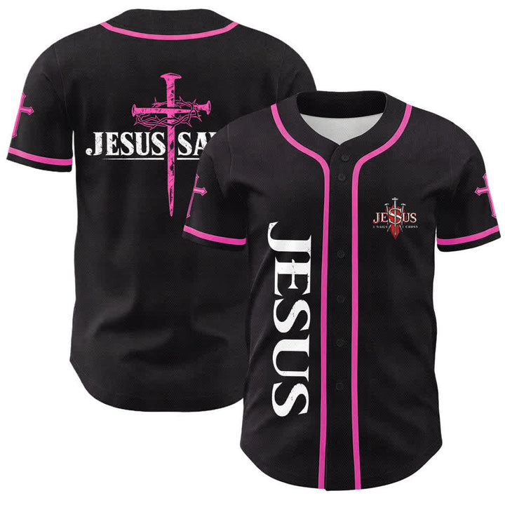 Christianartworkshop Jesus Saves Thorn Crown Schwarzes Mesh-Baseballtrikot - Rosa - 5XL - image 42