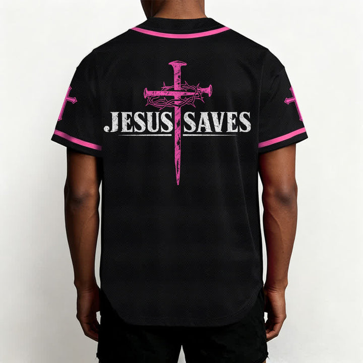 Christianartworkshop Jesus Saves Thorn Crown Schwarzes Mesh-Baseballtrikot - image 47