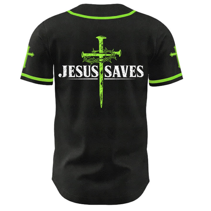 Christianartworkshop Jesus Saves Thorn Crown Schwarzes Mesh-Baseballtrikot - image 50