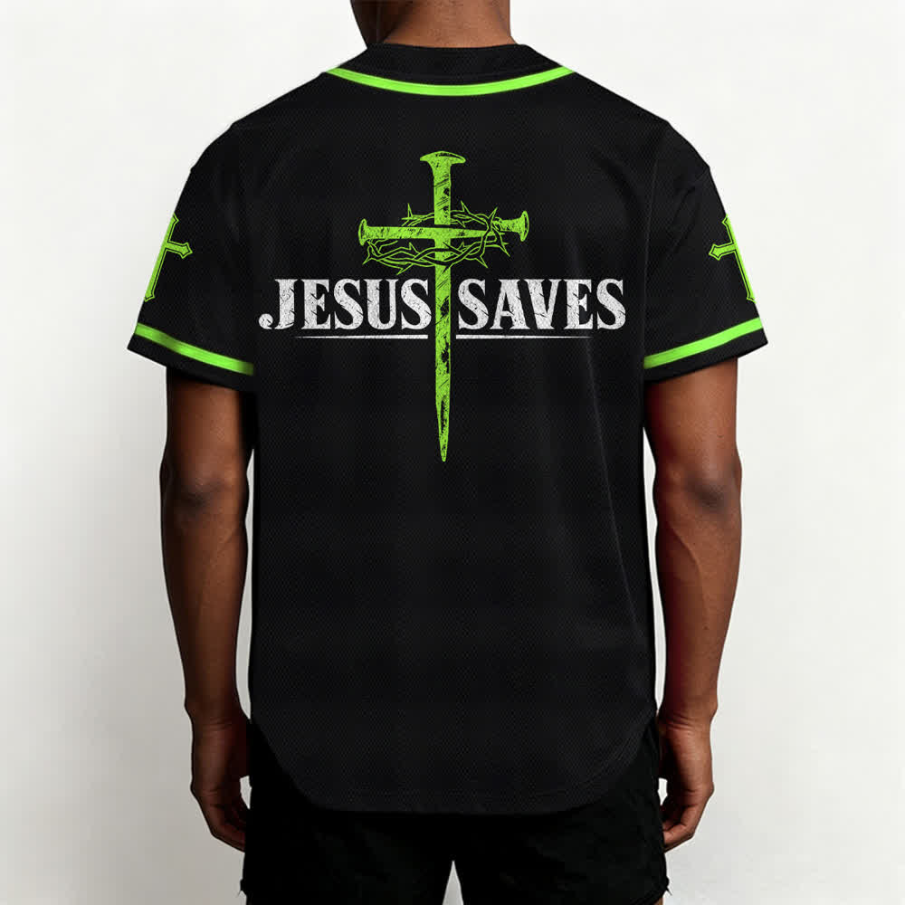 Christianartworkshop Jesus Saves Thorn Crown Schwarzes Baseballtrikot - image 54