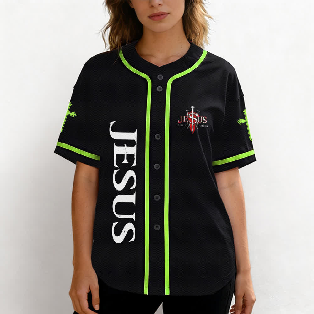 Christianartworkshop Jesus Saves Thorn Crown Schwarzes Mesh-Baseballtrikot - image 53