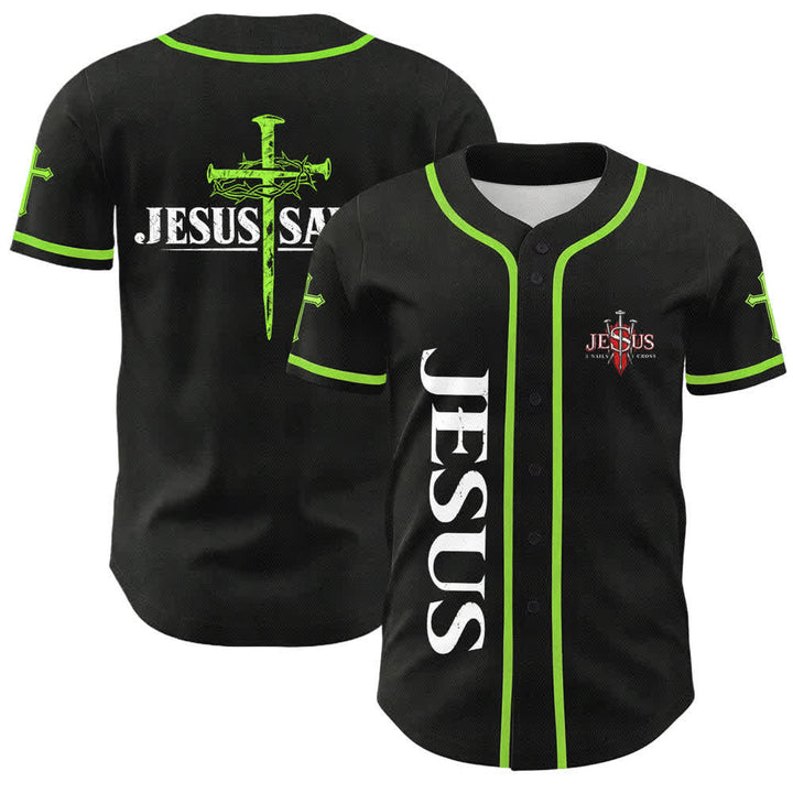 Christianartworkshop Jesus Saves Thorn Crown Schwarzes Mesh-Baseballtrikot - Grün - 5XL - image 49