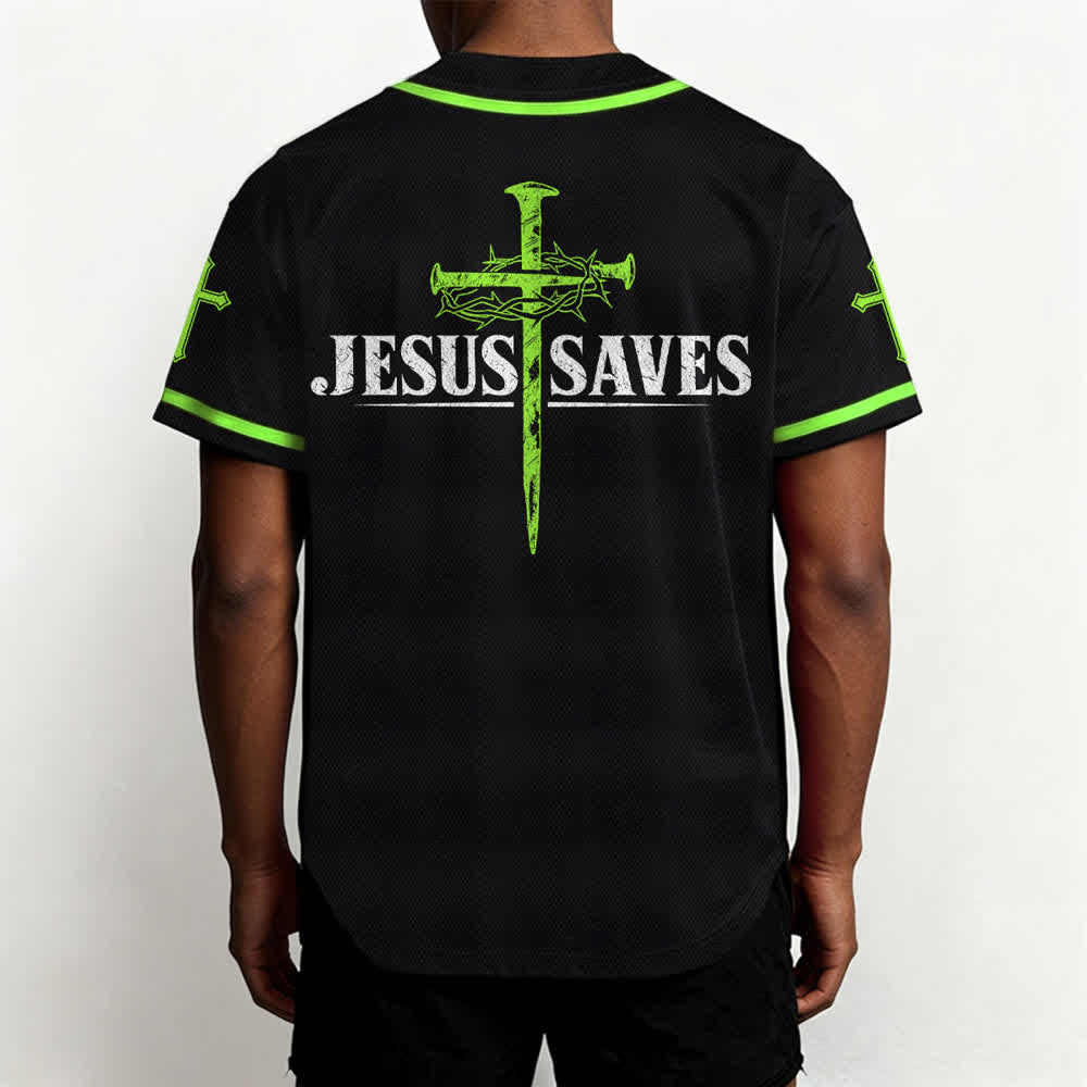 Christianartworkshop Jesus Saves Thorn Crown Schwarzes Mesh-Baseballtrikot - image 54