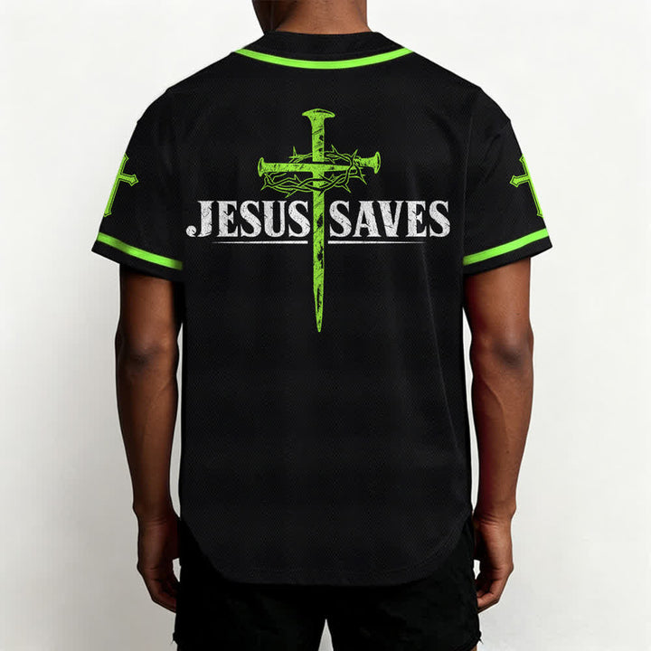 Christianartworkshop Jesus Saves Thorn Crown Schwarzes Mesh-Baseballtrikot - image 54